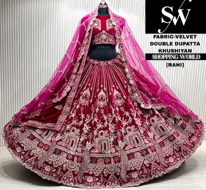 Rani silk double dupatta Lehenga