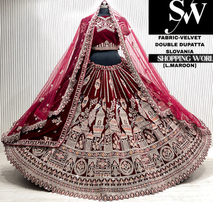 D.maroon silk double dupatta Lehenga