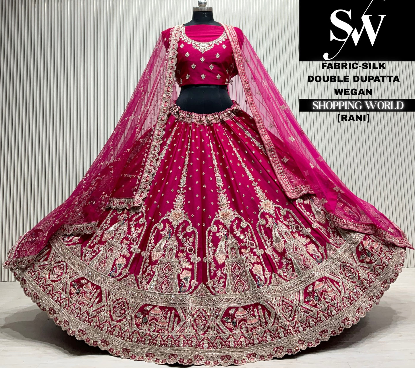 Maroon double dupatta Lehenga