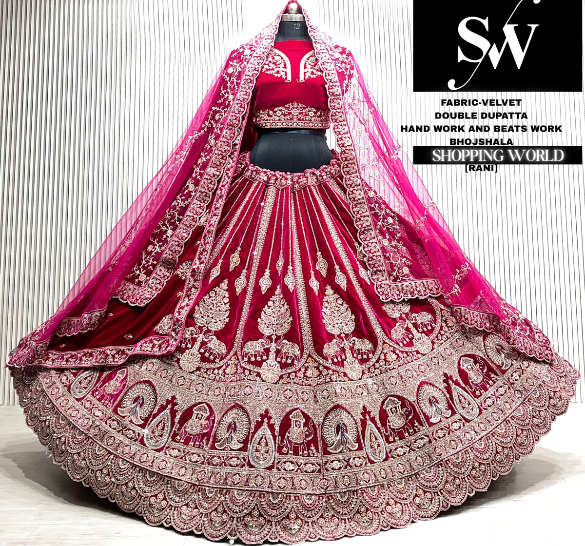 D.maroon silk double dupatta Lehenga