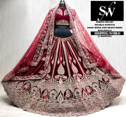 D.maroon silk double dupatta Lehenga