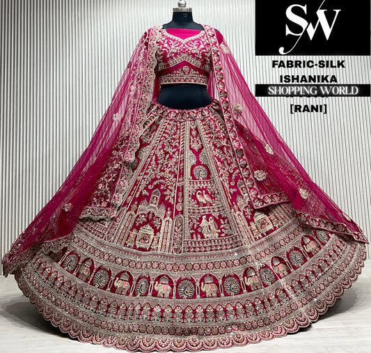 Red silk double dupatta Lehenga