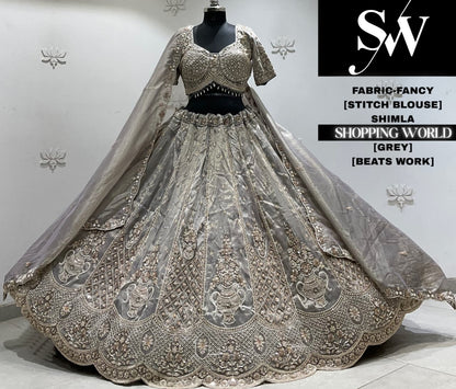 Grey fancy crop top Lehenga