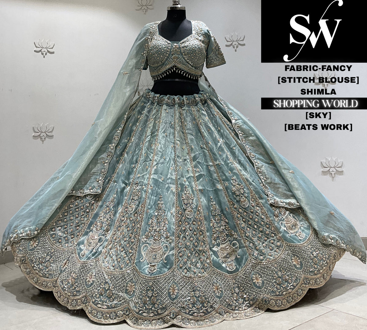 Grey fancy crop top Lehenga