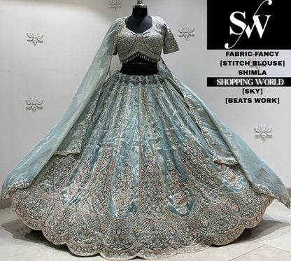 Grey fancy crop top Lehenga