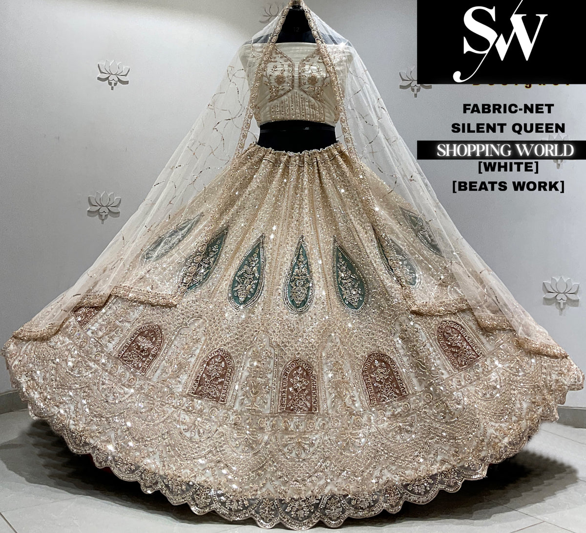 Sky blue net Lehenga