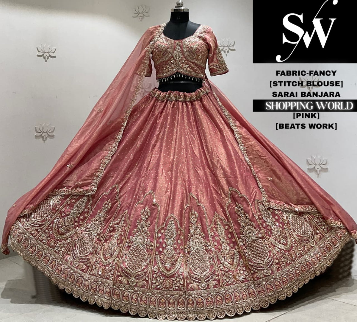 Rani pink fancy crop top Lehenga