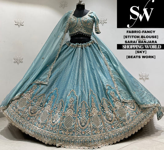 Yellow fancy crop top Lehenga