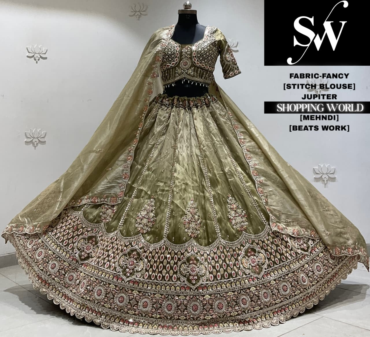 Pink fancy crop top Lehenga