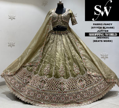 Pink fancy crop top Lehenga