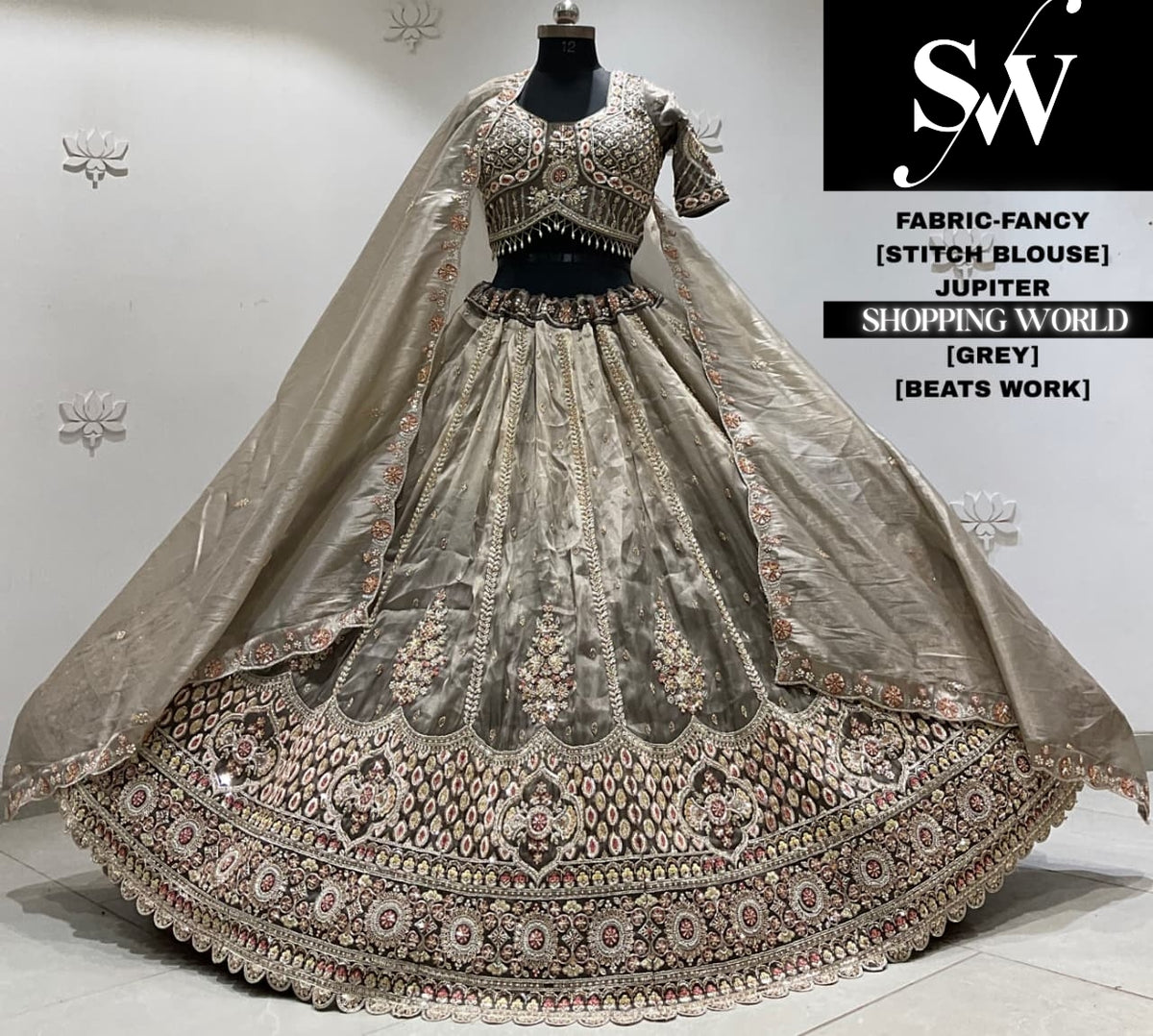 Pink fancy crop top Lehenga