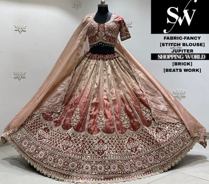 Peach fancy crop top Lehenga