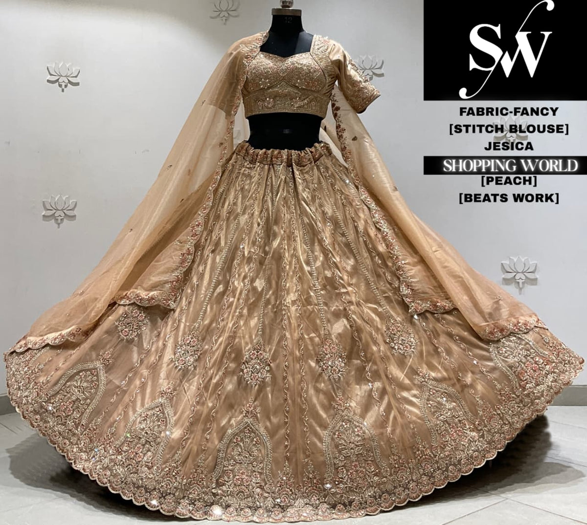 Pink fancy crop top Lehenga