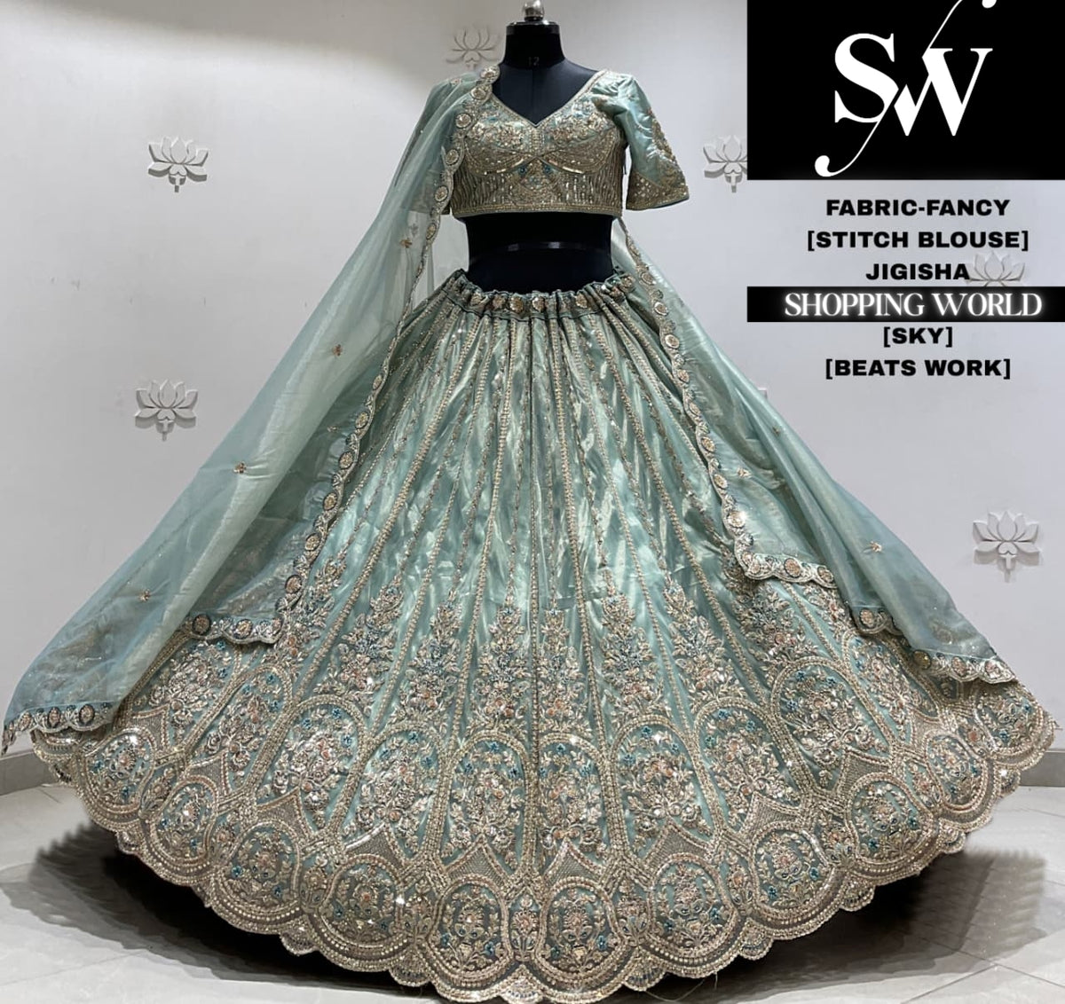 Lavender fancy crop top Lehenga