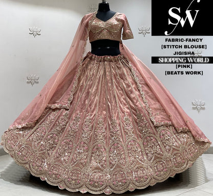 Lavender fancy crop top Lehenga