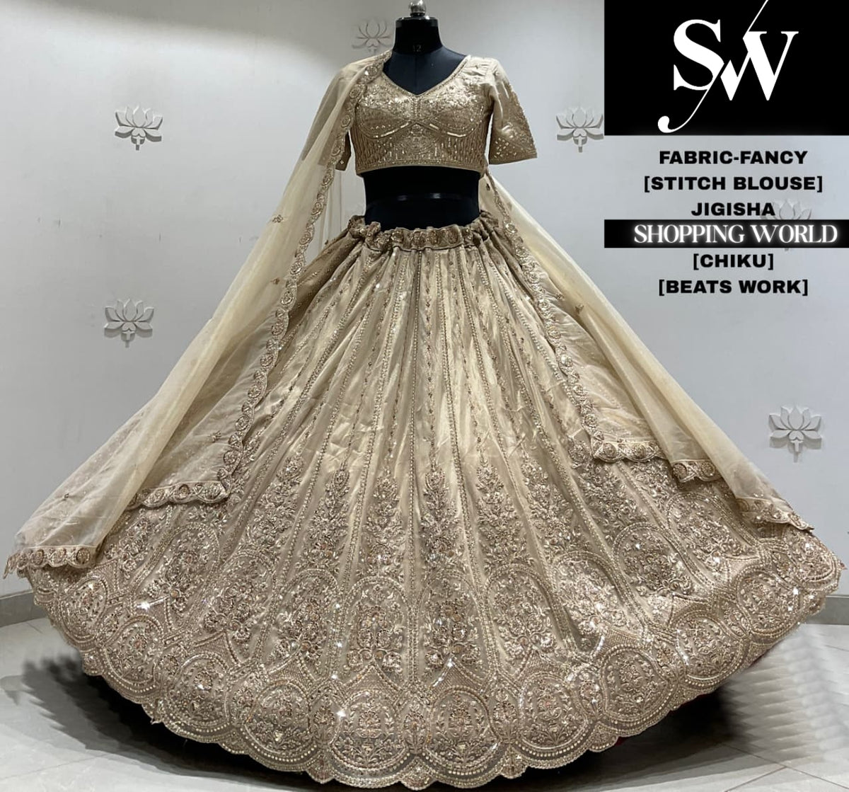 Lavender fancy crop top Lehenga