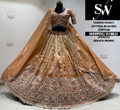 Peach fancy crop top Lehenga