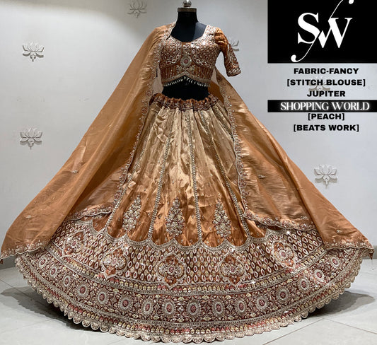 Peach fancy crop top Lehenga
