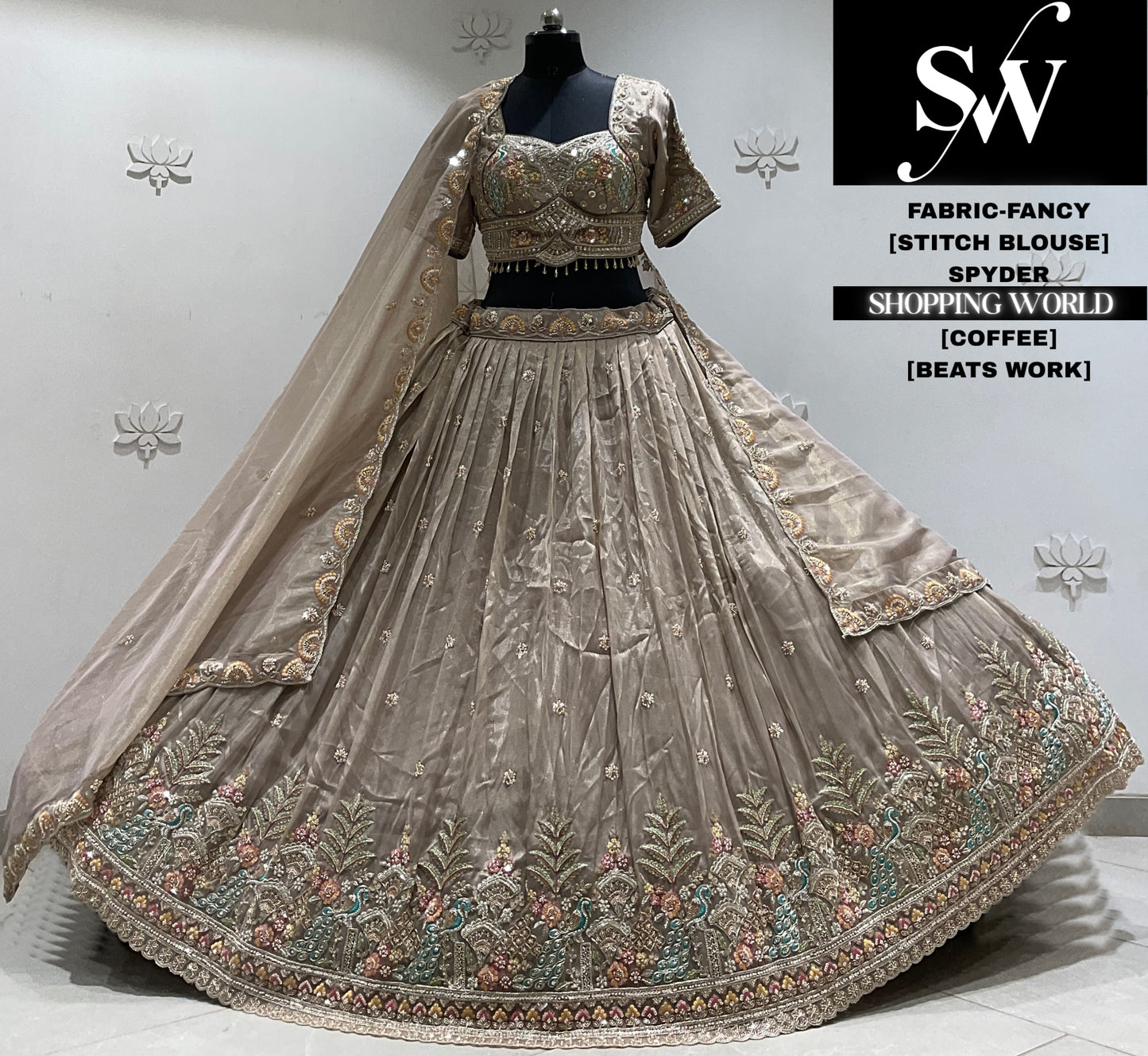 Coffee brown fancy Crop top Lehenga