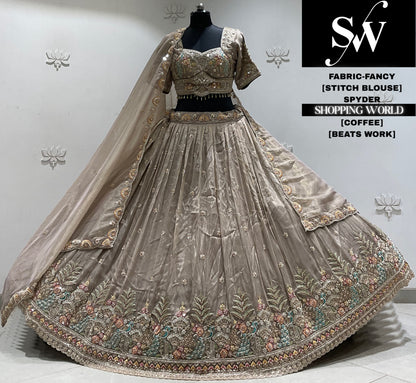 Coffee brown fancy Crop top Lehenga