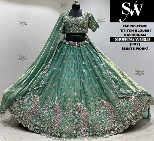Mustard yellow fancy Crop top Lehenga