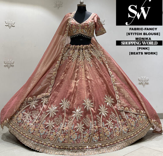 Pink fancy Crop top Lehenga