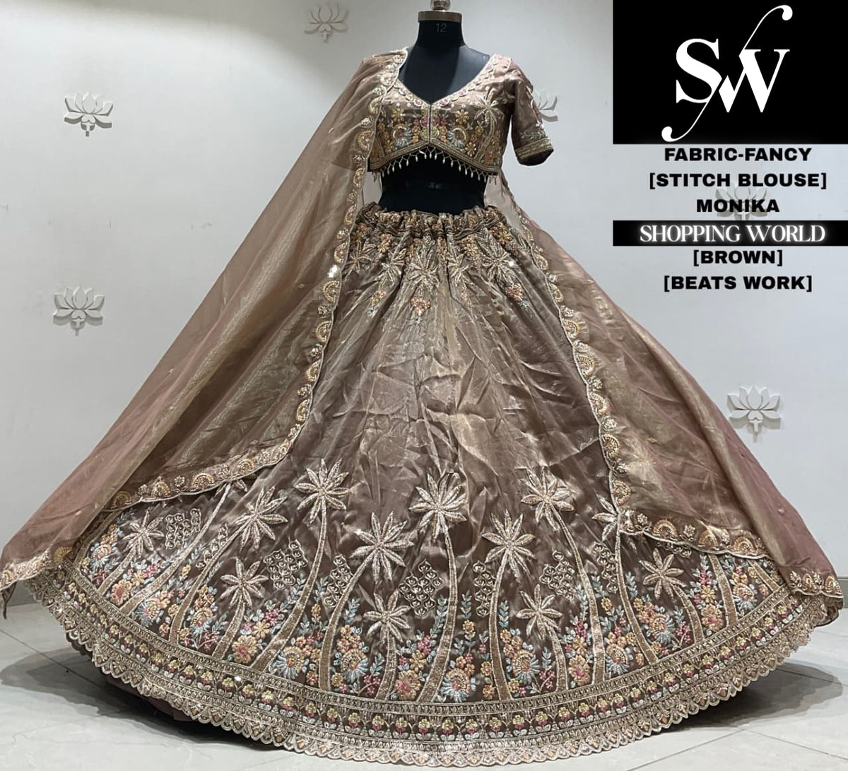 Brown fancy Crop top Lehenga