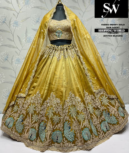 Peach Marry gold Lehenga