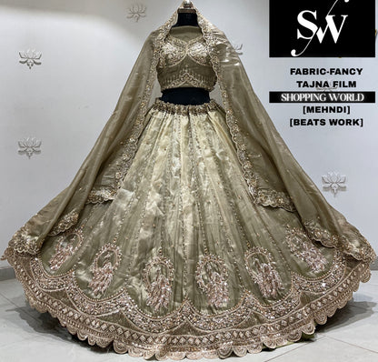 Mehandi green Fancy Lehenga