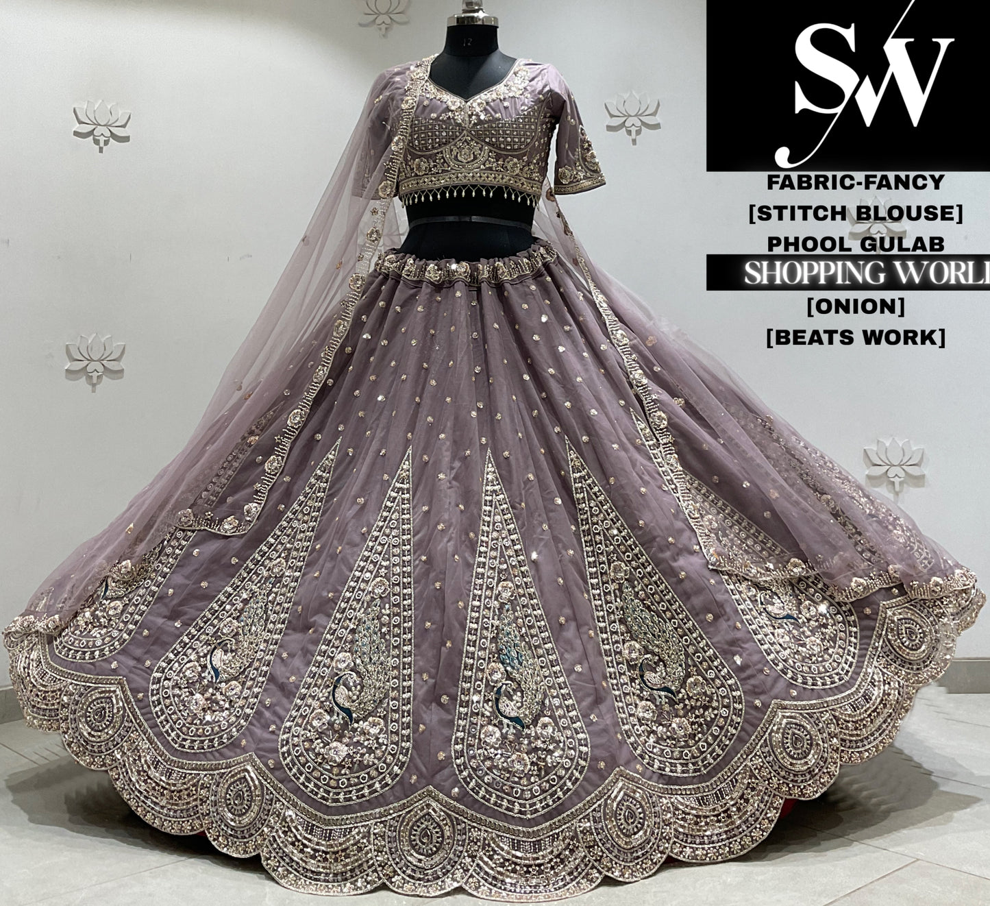 Lavender fancy Crop top Lehenga
