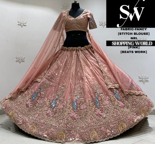 Pink fancy Crop top Lehenga