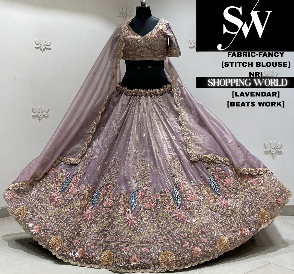 Lavender fancy Crop top Lehenga
