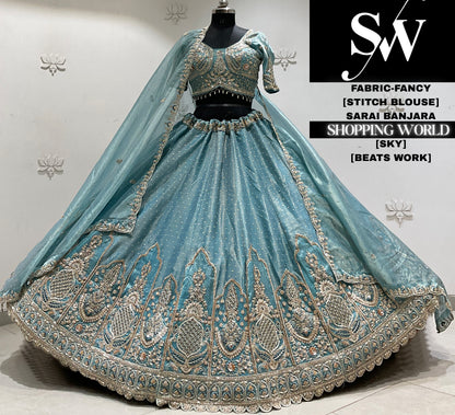 Lavender fancy crop top Lehenga
