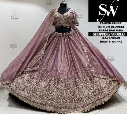 Lavender fancy crop top Lehenga