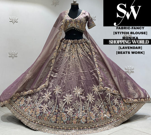 Lavender fancy crop top Lehenga