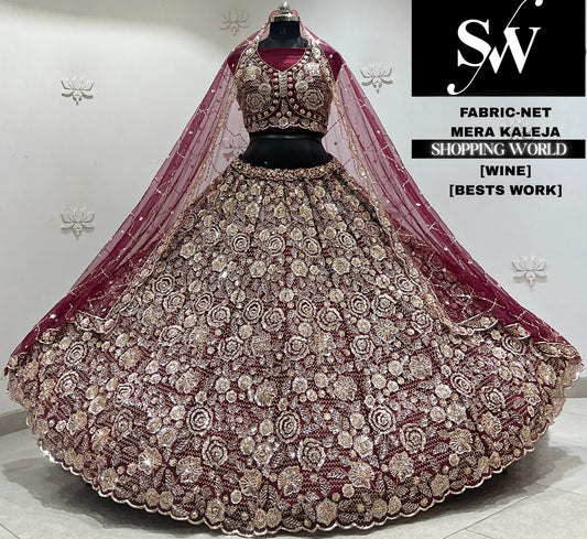 Mehandi green net Lehenga