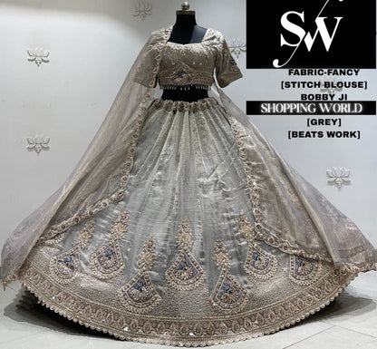 Grey fancy crop top Lehenga