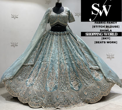 Golden chiku fancy crop top Lehenga