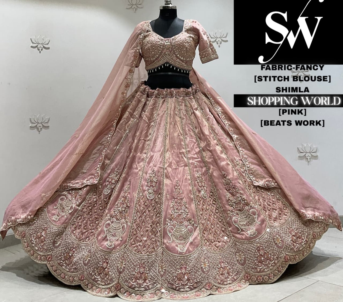 Golden chiku fancy crop top Lehenga