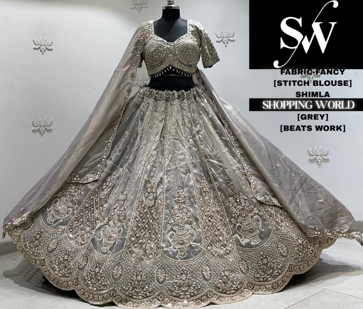 Golden chiku fancy crop top Lehenga