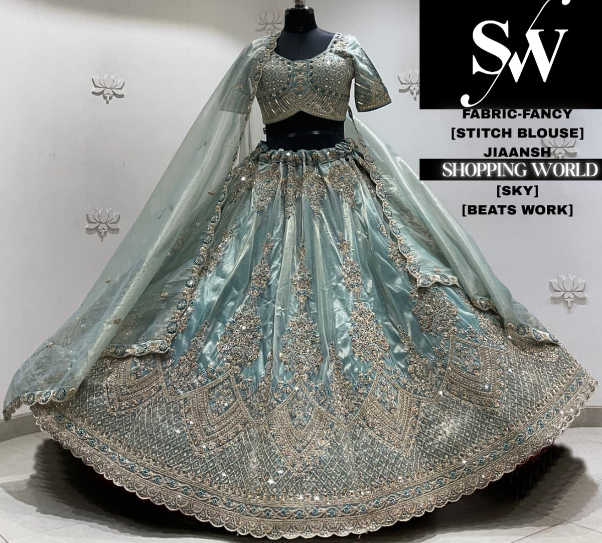 Lavender fancy crop top Lehenga