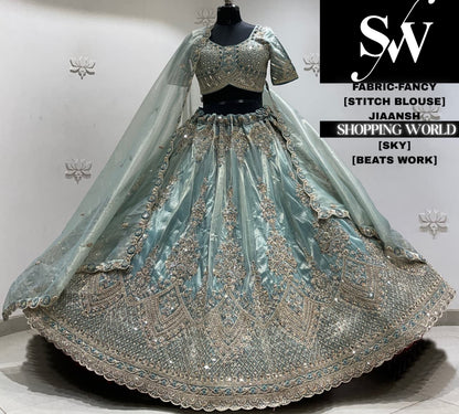 Lavender fancy crop top Lehenga