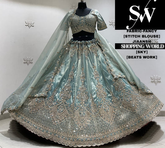 Golden chiku fancy crop top Lehenga