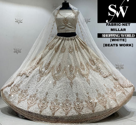 Sky blue net Lehenga