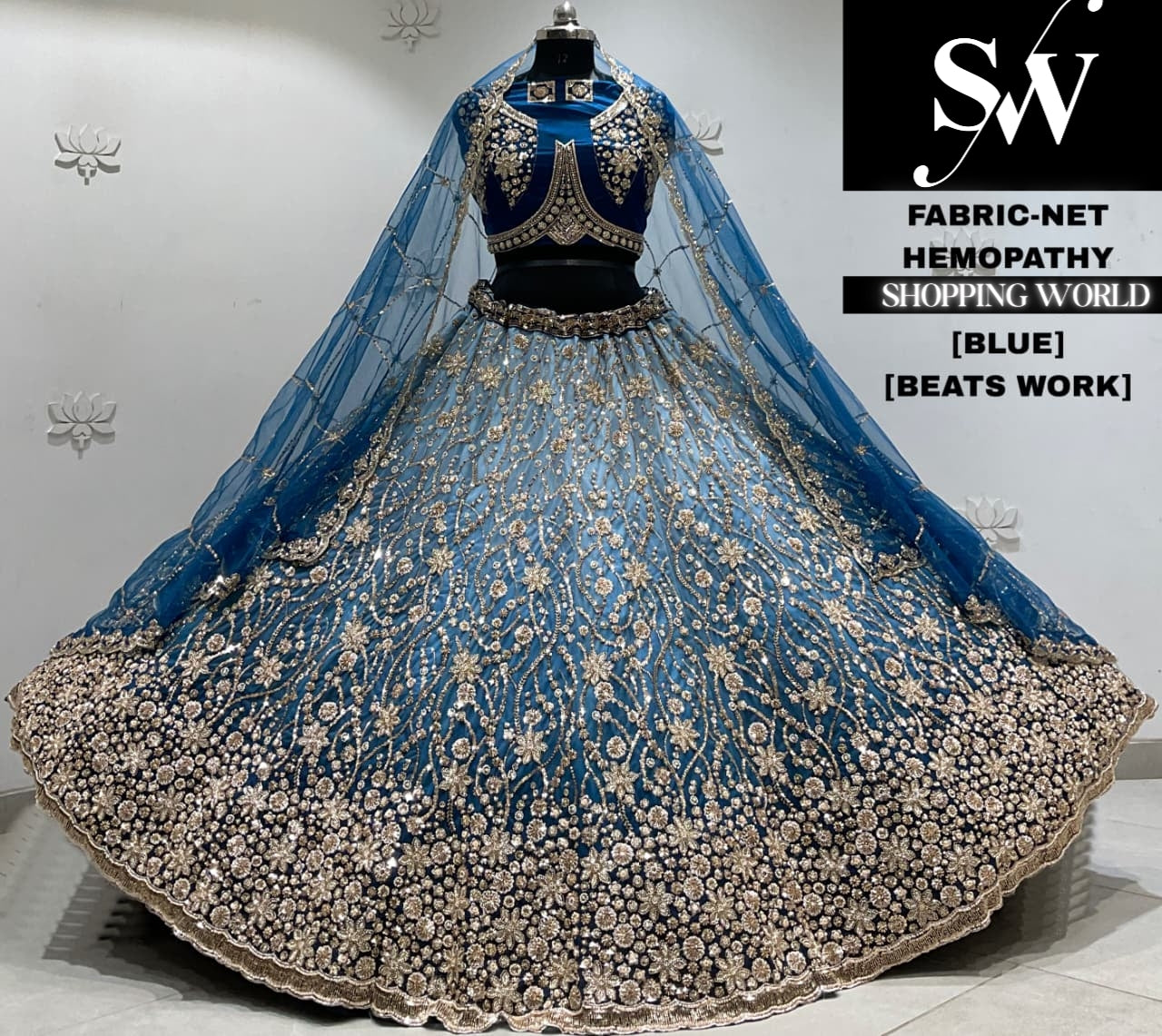 Mustered yellow net Lehenga