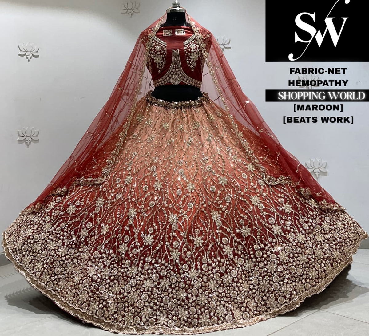 Mustered yellow net Lehenga