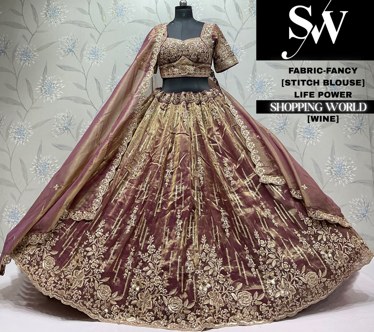 Pink fancy crop top Lehenga