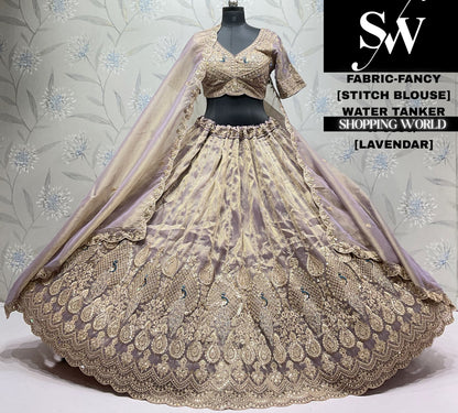 Lavender fancy crop top Lehenga