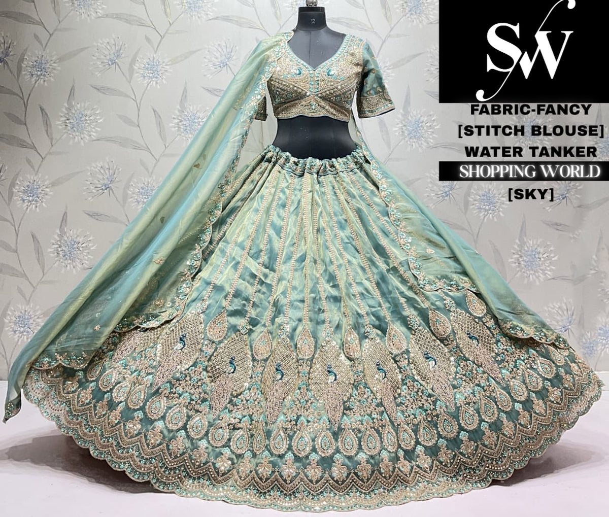 Lavender fancy crop top Lehenga