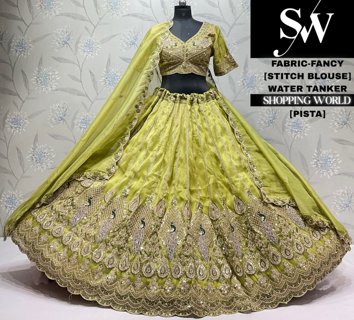 Lavender fancy crop top Lehenga